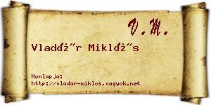 Vladár Miklós névjegykártya