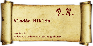 Vladár Miklós névjegykártya